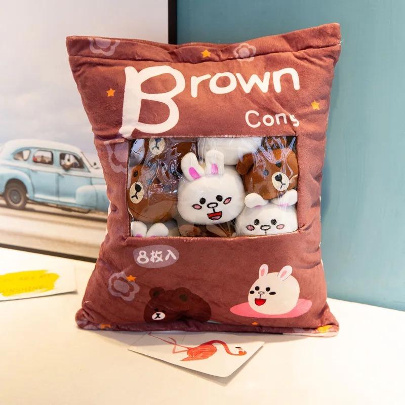 Cartoon A Pouch of Snacks Doll Throw Pillow Internet Celebrity Ins Snack Pouch Plush Toy Creative Office Pillow