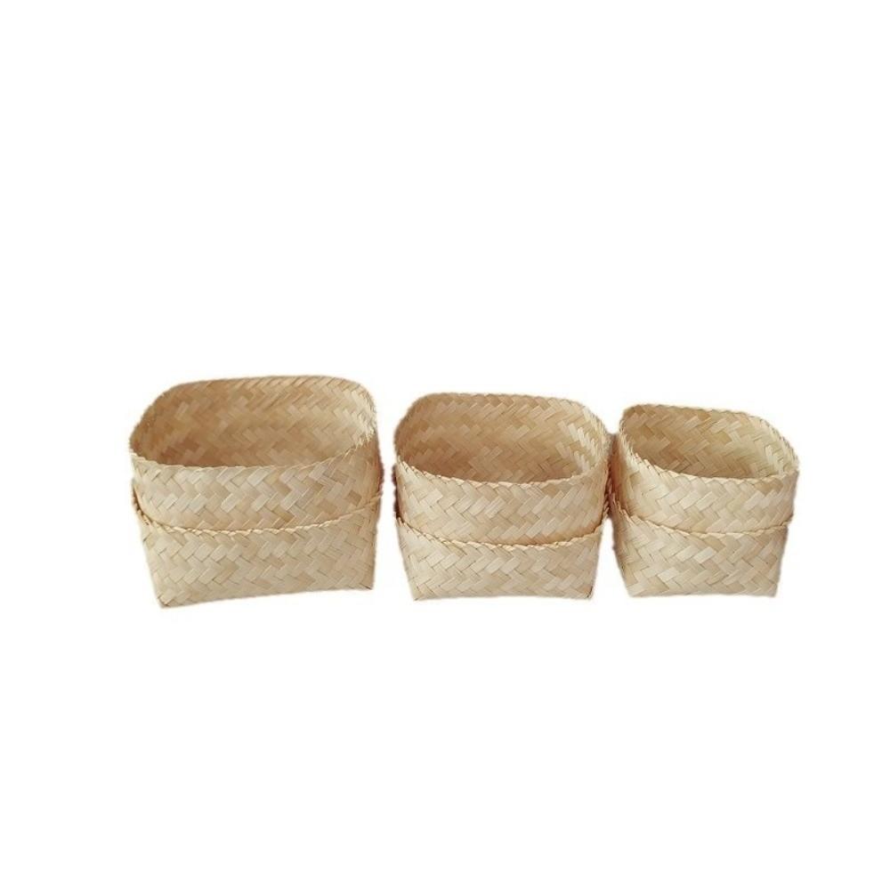 Reusable Bamboo Woven Gift Box Handmade Wedding Cookies Candy Box Bamboo Teas Tin  Party Decoration