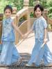 Kids' Hanfu: Emerald Bamboo & Orchid Tang Suit Set - Summer Chinese Style for Boys and Girls Performance