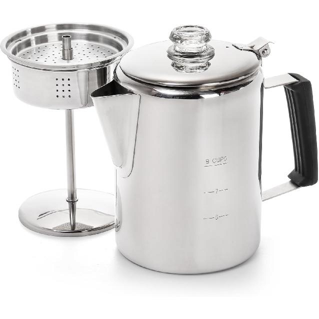 Camping Coffee Pot Stainless Steel, Coffee Pot Outdoors, Durable Stove Top Coffee Maker, Brew Coffee On Fire, Ideal for Group Camping, Hiking,