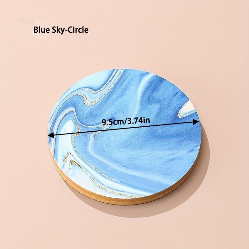 Untersetzer-Set (1 Stück) – Bambus Wasserfest, 6-Loch Basis + 2 Welle/2 Türkis/2 Marmor Runde Untersetzer, Schlichtes Elegantes Design