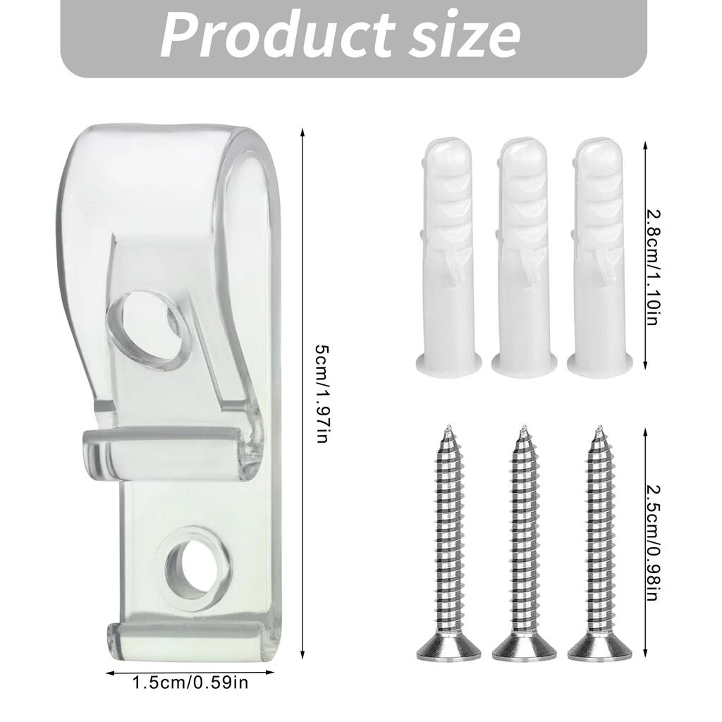No Cord Blinds Fasteners Easy Installation Transparent Blinds Support Hook 3/8pcs for Childproof & Pet Friendly Homes