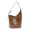 Women's Bag 2025 New Korean Version Fashion Rivet Shoulder Bag Large Capacity Casual Versatile Hand Carrying Bucket Bag Tide