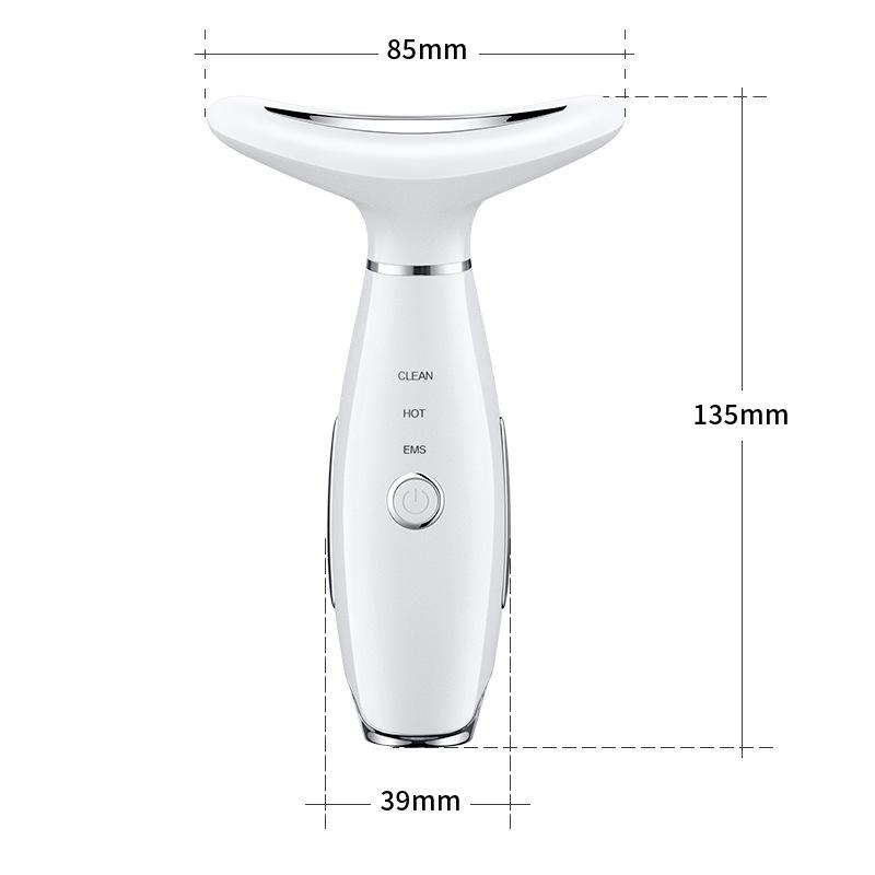 7 Color LED Photon Neck & Face Beauty Massager, EMS Microcurrent Heating Vibration Skin Care Instrument for Home Skincare