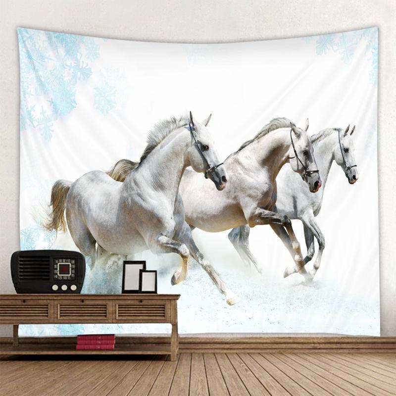 Elk Crane Pentium Horse Print Wall Hippie Tapestry Polyester Fabric Home Decor Wall Rug Carpets Hanging Big Couch Blanket