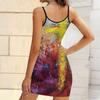 Summer New Lines and Letters  Pattern Print Sleeveless Bodycon Dress with Pockets Sexy Slim Fit Elegant Party Dress