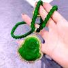 Imitation jadeitgrön leende Maitreya Buddha-halsband dammode explosion vit tröjkedja lång Buddha-smycke