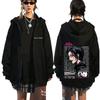 Japanese Anime Black Stone Zipper Hoodie Men's and Women's Manga Casual Zipper Jacket Men's Retro Harajuku Zipper Sweatshirt