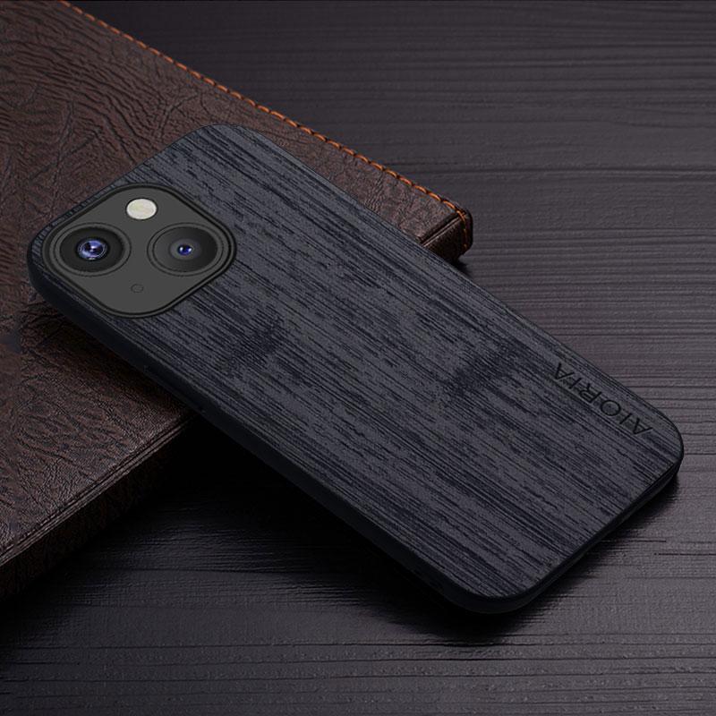 Case for iPhone 15 14 13 12 11 Pro Max Mini XR X XS Max 7 8 Plus Funda Bamboo Wood Pattern Leather Cover Luxury Coque Case Capa