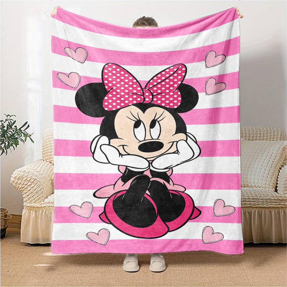 Pink Minnie Mouse Heart Blanket Soft Throw Blanket For Home Bedroom Bed Sofa Travel Office Solid Christmas Blanket