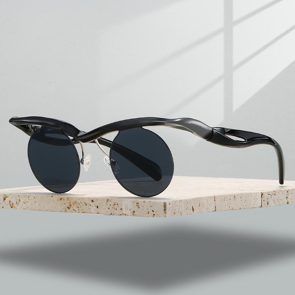 Fashion Irregular Vacation Beach Sunglasses Women Semi-rimless Round Shades Luxury Brand Vintage Punk Anti UV Sun Glasses