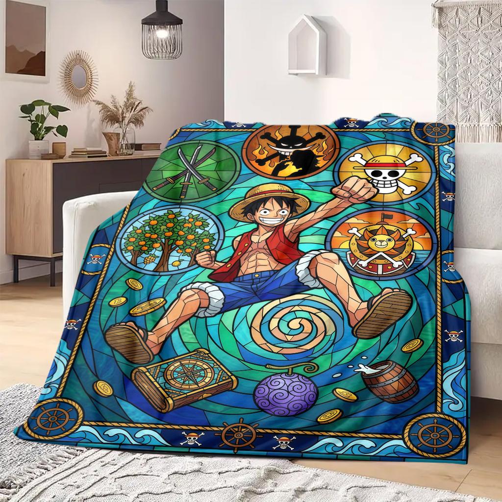 OnePiece Anime Print Blanket Warm Comfortable Flannel Blanket Suitable for Bedrooms, Sofas, Beds, Chairs, Picnics, Travel