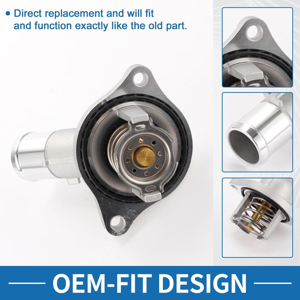 ABSOPRO Engine Coolant Thermostat Housing Assembly for Chevrolet Malibu Aluminum Silver Durable 2.0L (2013-2022) - Alloy, Tone,
