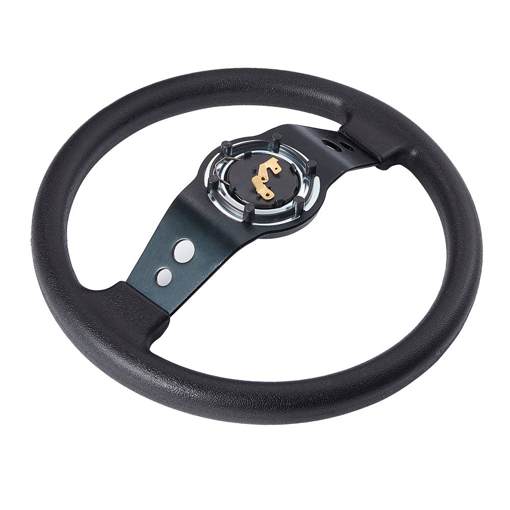 Rallye-Lenkrad mit tiefem 2-Speichen-Design, 320 mm Durchmesser, universelles Aluminium-Leder-Effekt