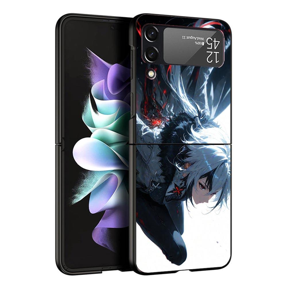 Arlecchino Genshin Impact Black Phone Case For Samsung ZFlip7 ZFlip6 ZFlip5 ZFlip4 ZFlip3 5G Hard Protective Galaxy Z Flip 3 4 5