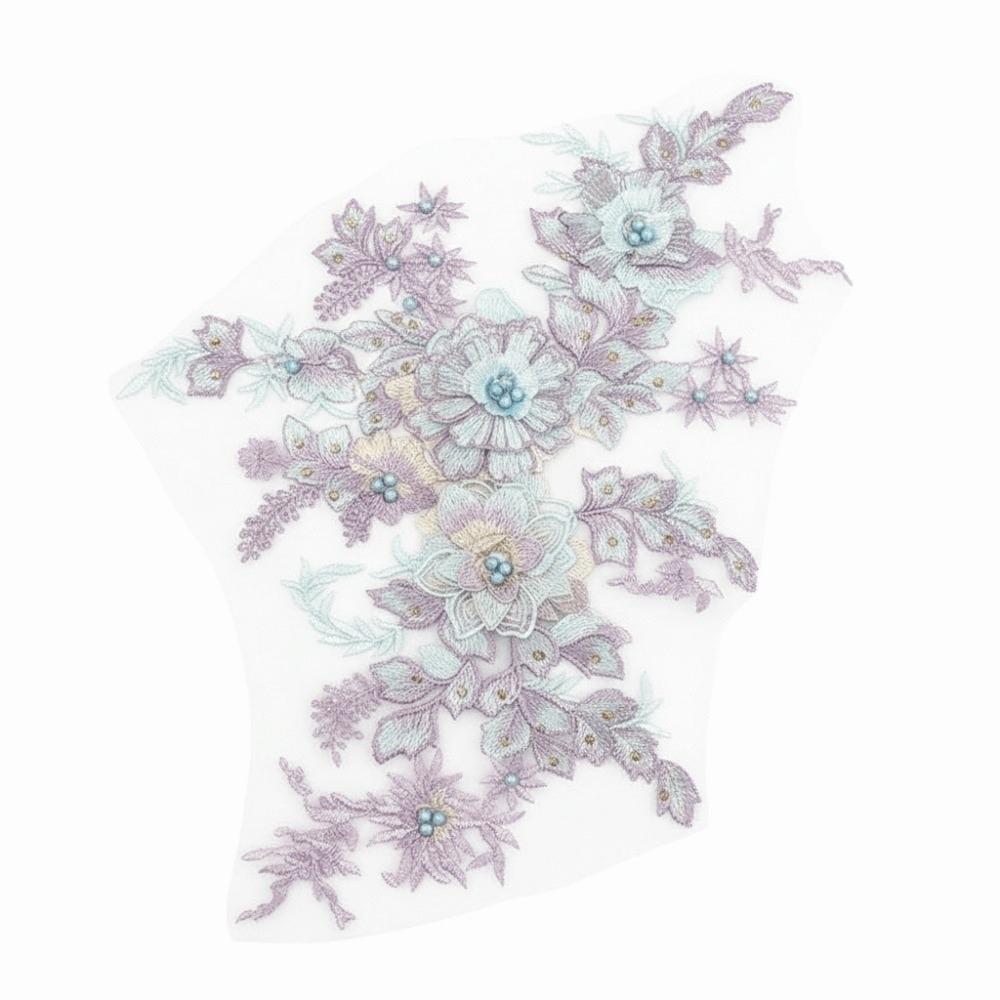 3D Flowers Sequin Applique Beaded Mesh Rhinestone Embroidered Embroidered Flower Applique Floral Lace Big Size