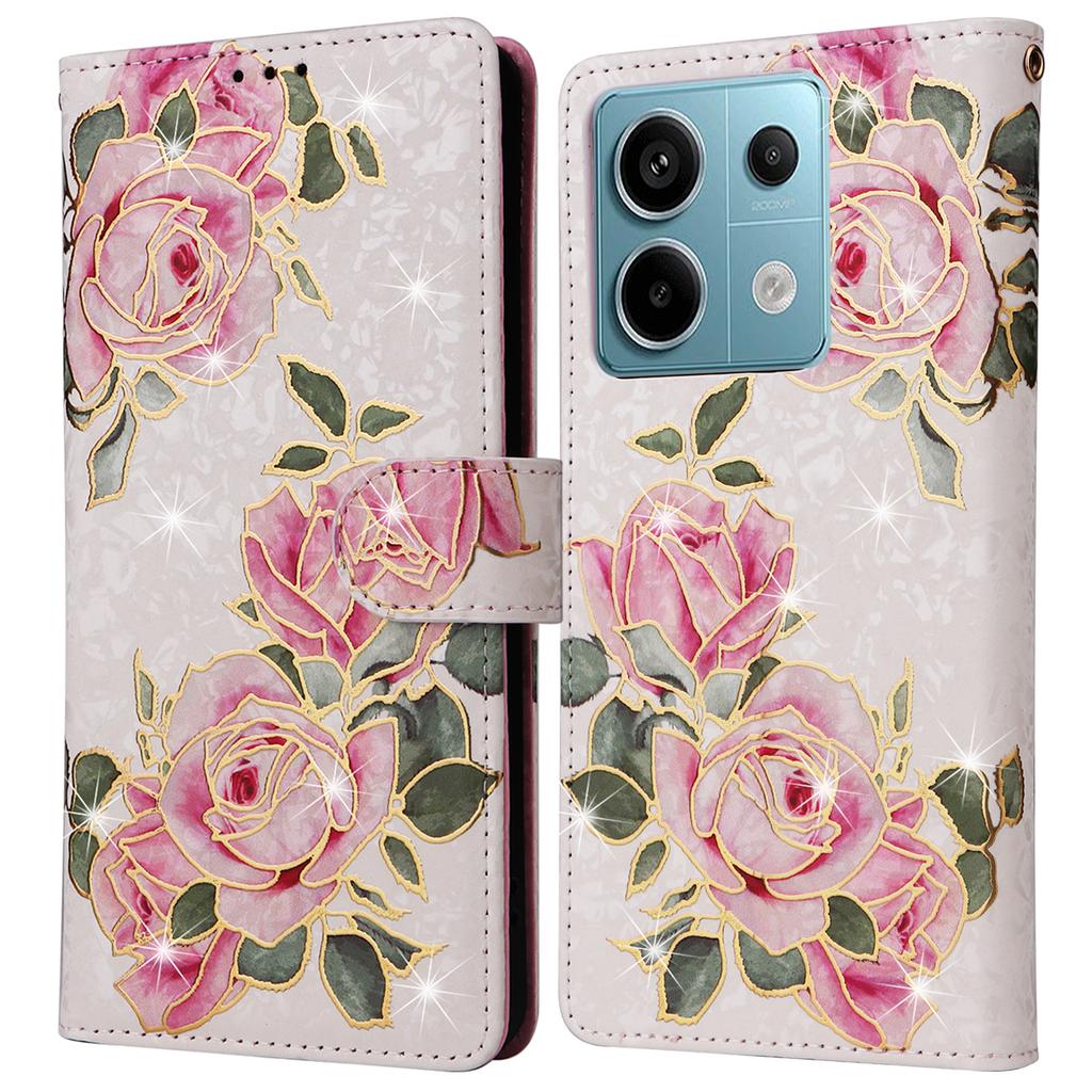 For Xiaomi Redmi Note 13 Pro 5G/Poco X6 5G Case Lacquered Flower Leather Wallet Phone Cover