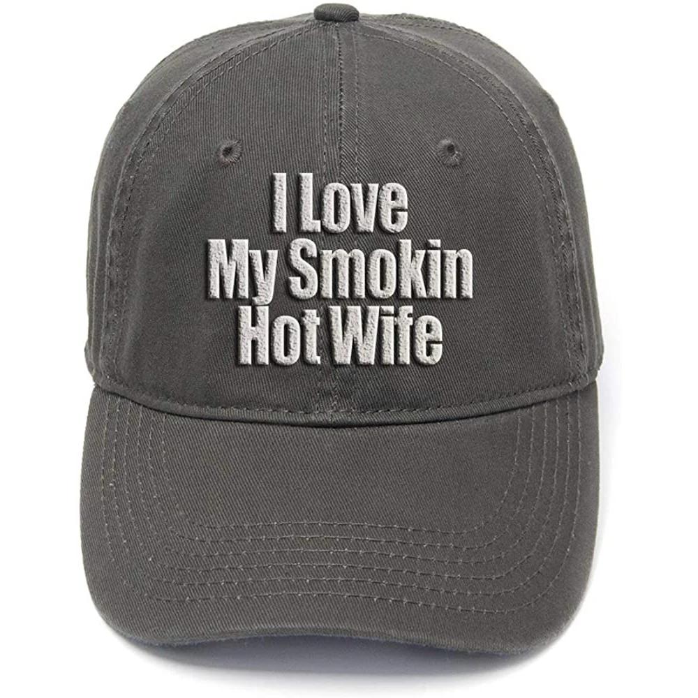 

Lyprerazy I Love My Smokin Hot Wife Washed Cotton Adjustable Unisex Women Unisex Hip Hop Cool Printing Baseball Cap