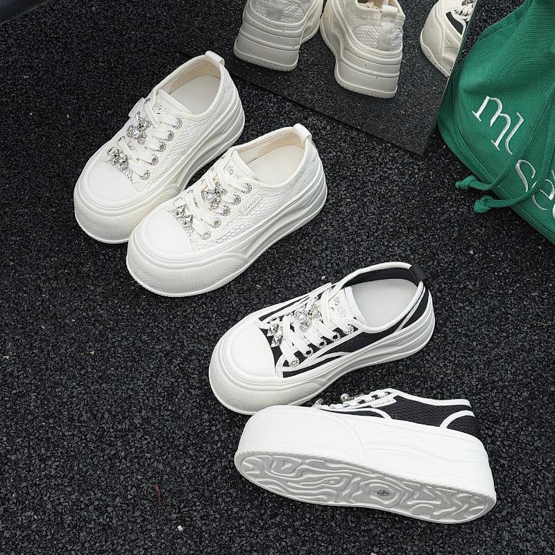 Mesh breathable cm thick baseplate shoes women's summer new versatile heightening thin casual little white shoes tide
