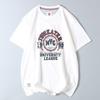 Export Surplus All-Cotton Washed and Brushed Men's Casual Versatile Letter Print Round Neck Short-Sleeve T-Shirt Trendy Base Shirt