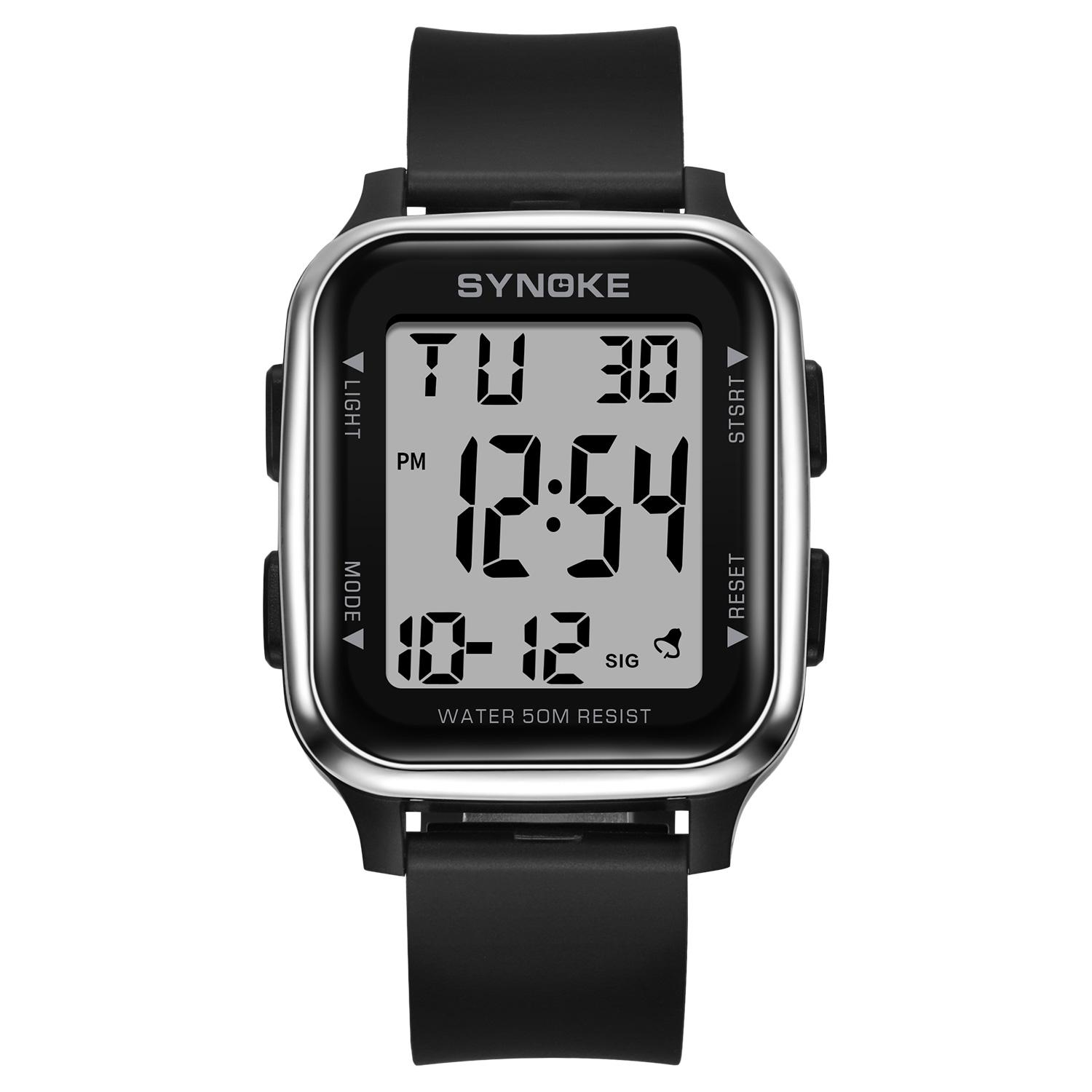 

Watch Men Black Sport Digital Watches 50M Waterproof For Men Large Screen Display Watch reloj hombre серебряный