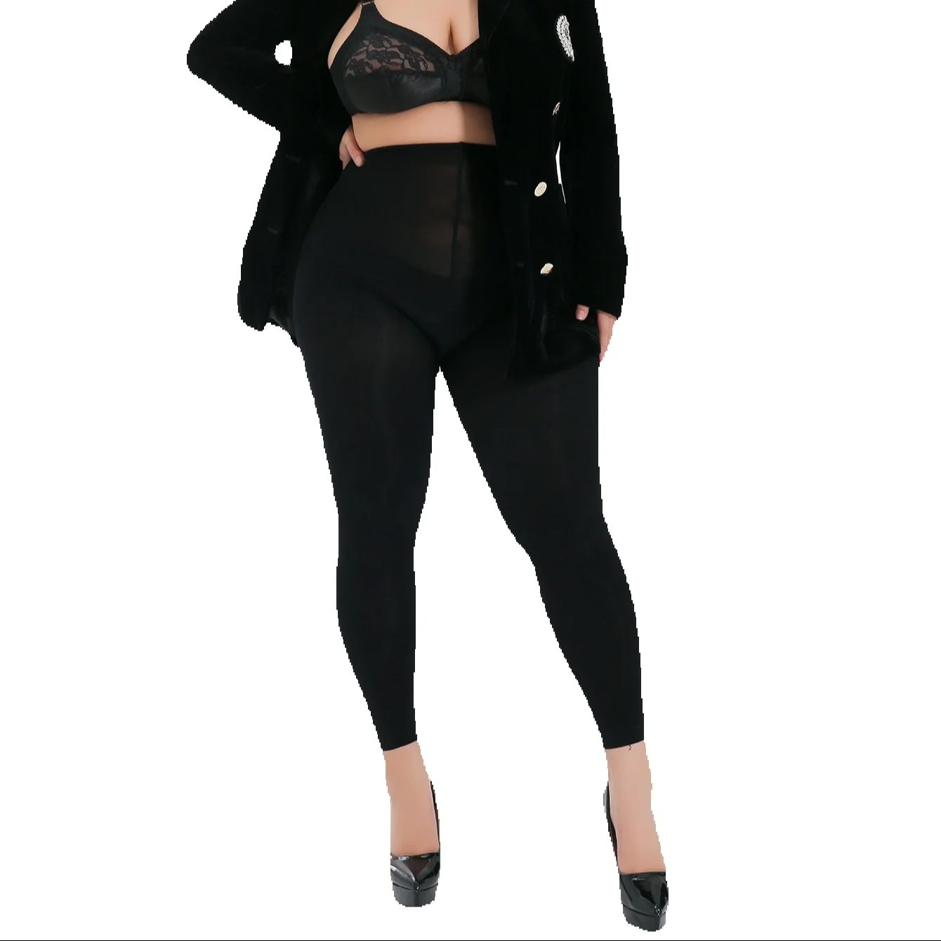1 Pair Women Plus Size Black Leggings Stretchy High Waist Black Tights Pantyhose Stockings Women S Socks S