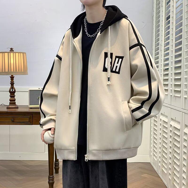 Autumn Korean-Style Men's Hooded Cardigan Jacket