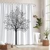 Black Tree Silhouette Shower Curtain Modern Nature Art Minimalist Bathroom Decor 3D Print Waterproof Bath Curtain Home Fashion