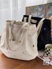 Japanese Korean Commute Canvas Tote Bag with Letter Embroidery – Simple, Casual, Artistic, Versatile, and Three-dimensional Design
