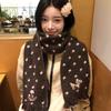 Cute Floral Deer Double-sided Knitted Wool Scarf Women's Winter Atmosphere Warm and Cold-proof Lace Neck Protection Scarf