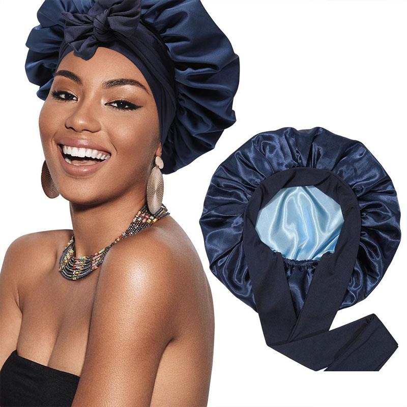 Double Layer Hair Cap For Sleeping Bonnets For Women Round Haircare Women Headwear Night Hat Reversible Head Cover