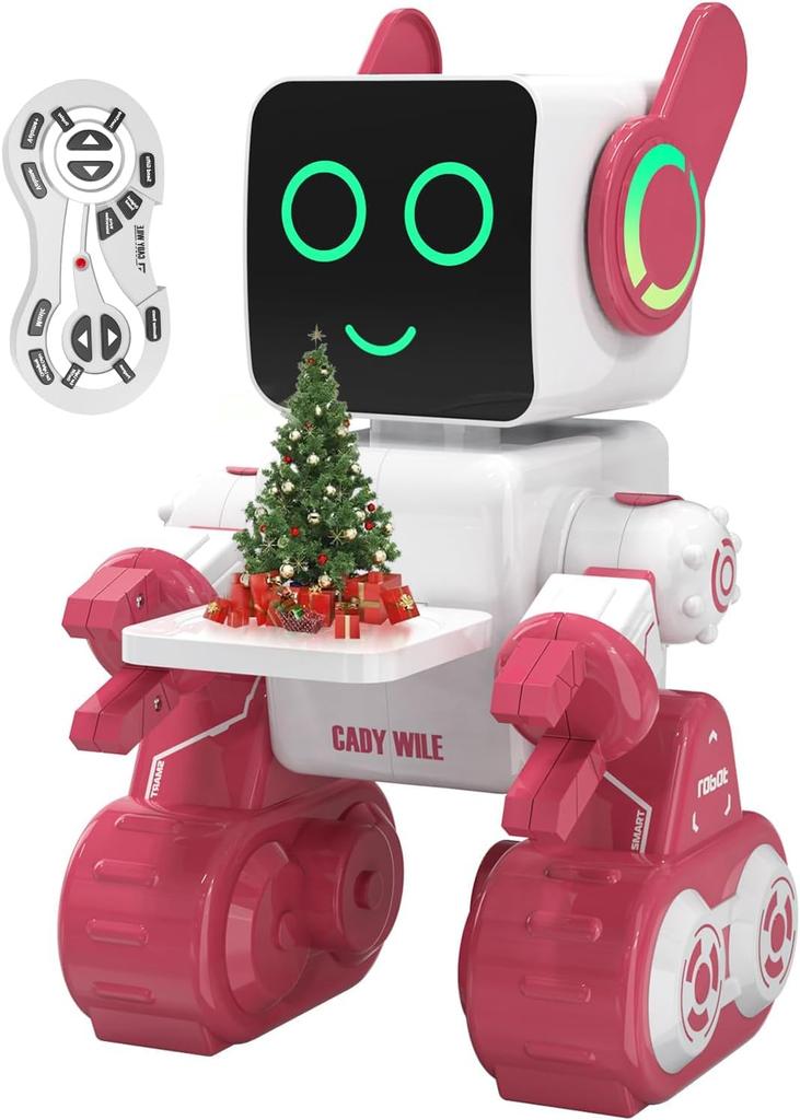 OKK Electric Robot Humanoid Electronic USB Birthday Graduation Multifunctional Robot Touch Sound Includes Piggy Radio for Boys and Red Toy, Musical,