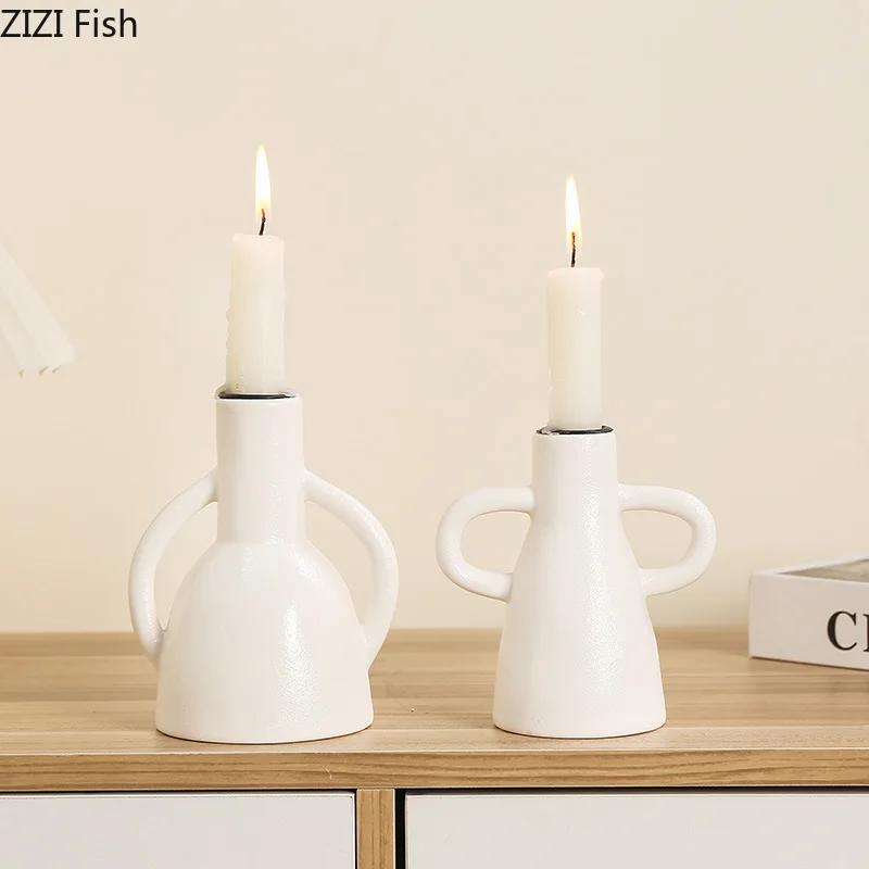 Minimalist Design Ceramic Candle Holder Romantic Candlestick Desk Decoration Wax Melt Burner Creative Home Candle Holders