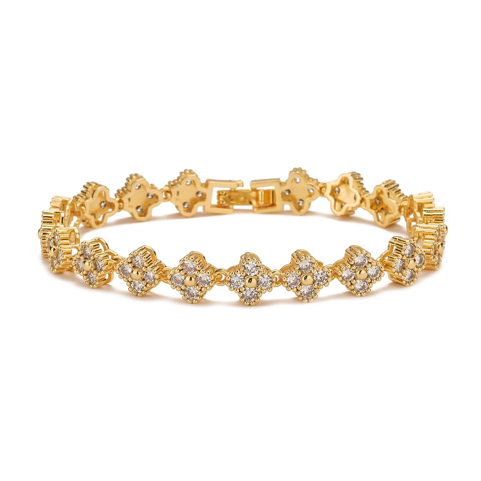 

RAKOL Colorful Clover Zircon Bracelet Fashion Charm Gorgeous Charm Exquisite Cute Sweet Shining Crystal Jewelry Gift