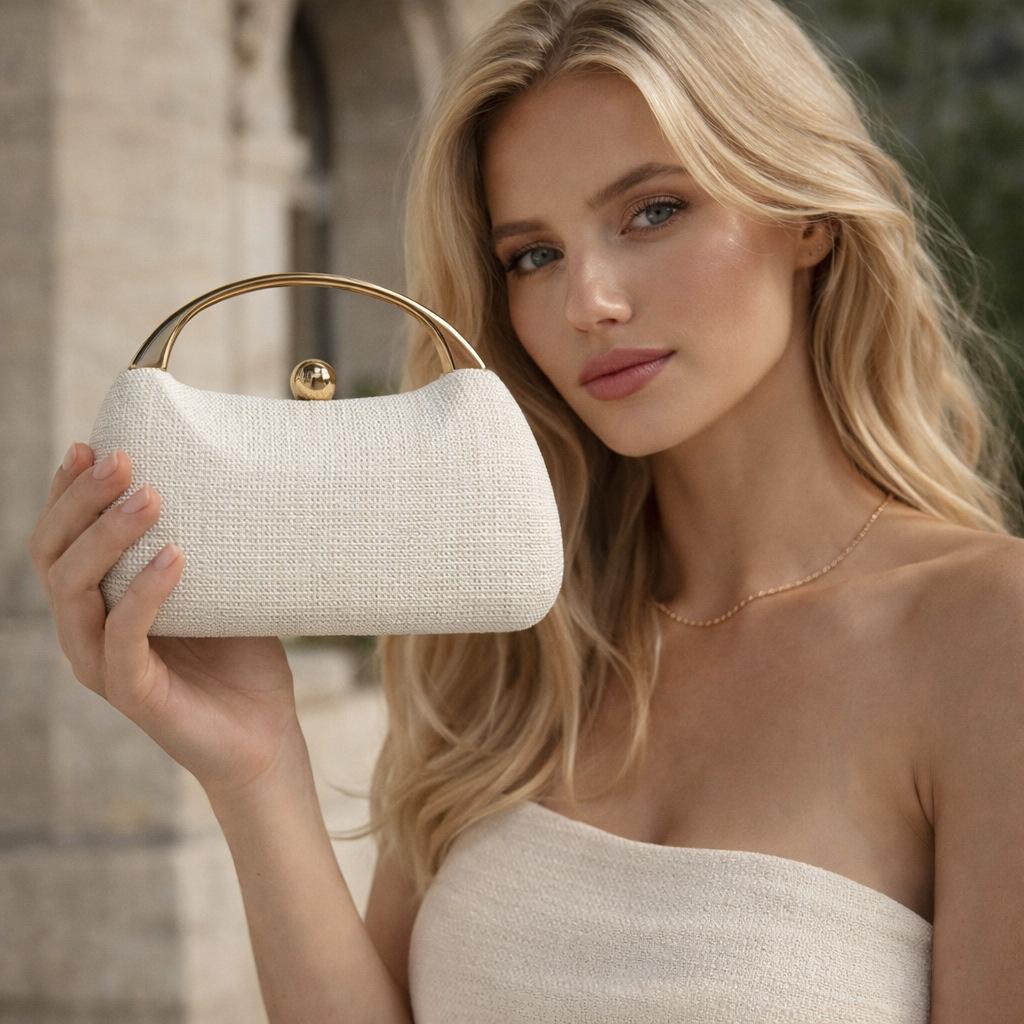 Borsa da sera intrecciata nuova estiva Nuovi arrivi Borsa a pochette alla moda a forma di conchiglia Borse da sera per donna Tendenza 2026 Borsa a mano da donna