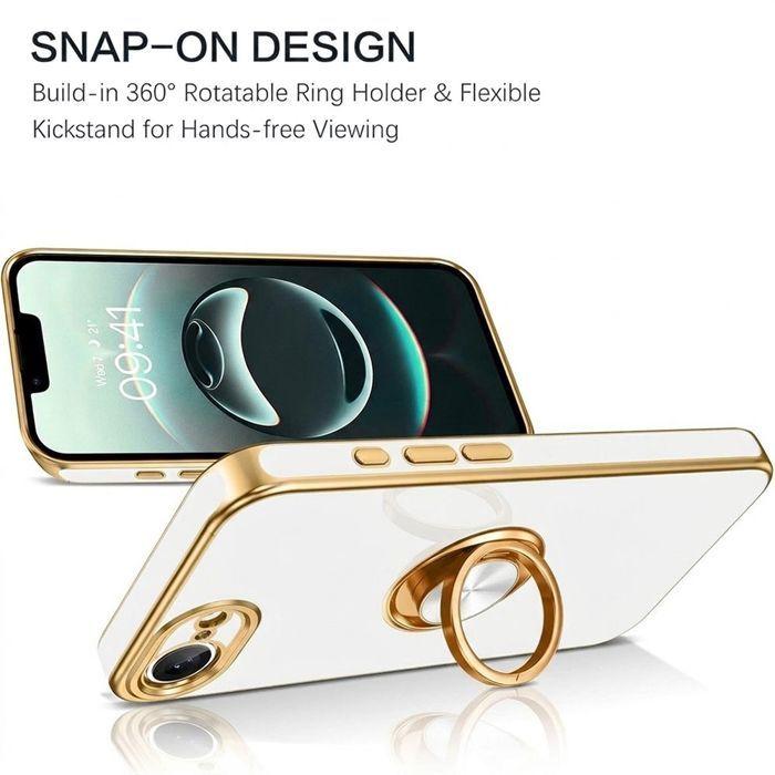 Coque pour iPhone 17e, Protection Silicone Anti-Rayures Slim avec Anneau Rotatif - Blanc