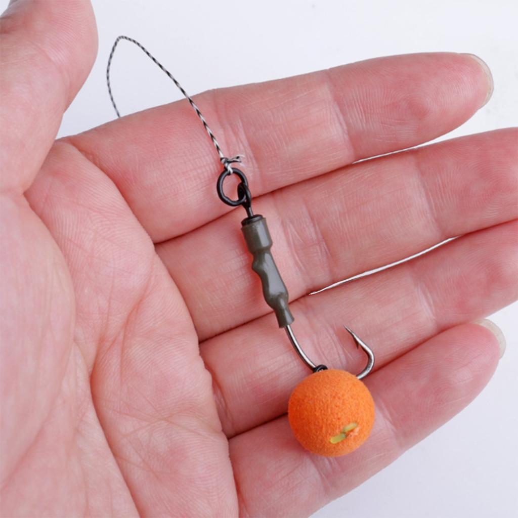 Carp Fishing Rig Wide Gape Hook with Leader and Anti Tangle Sleeve Fishing Ronnie Rig Hook Carp Fishing Leader Hook