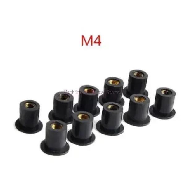 10 шт. резиновых гаек M4/M5/M6, глухой крепеж для ветрового стекла, обтекателя ветрового стекла, крепеж для капота, аксессуары для мотоцикла M4