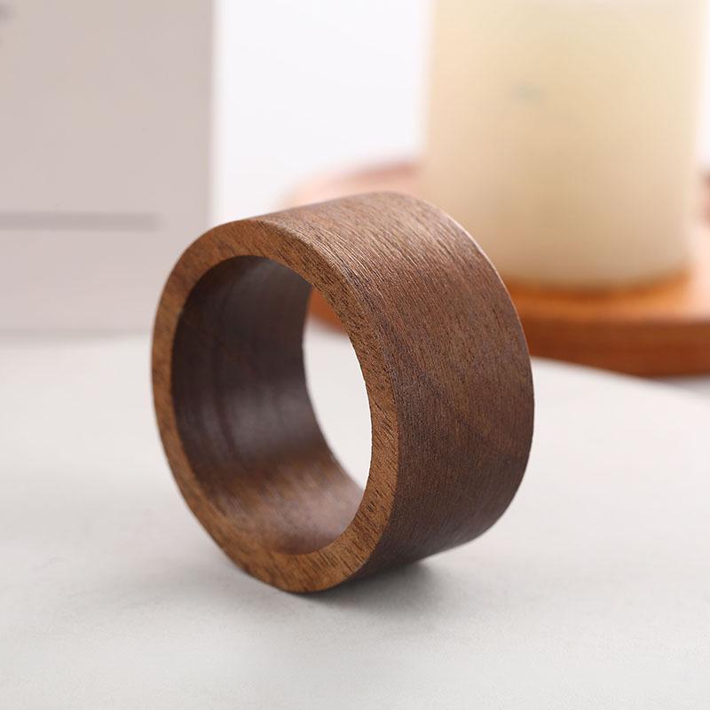 Stylish Solid Color Wooden Napkin Rings for Versatile Table Settings