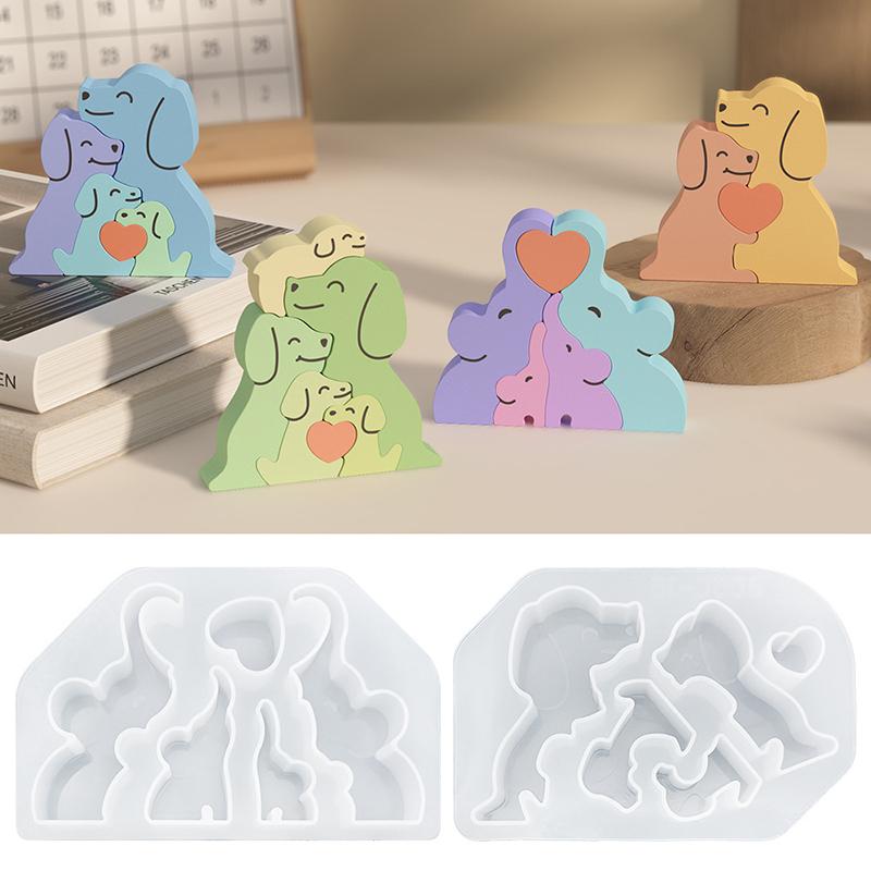 1PC DIY Animal Puzzle Candle Silicone Mold Cute Bear Elephant Family Combination Ornament Resin Gypsum Molds