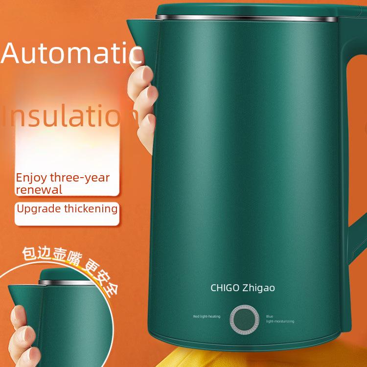Chigo Electric Kettle: Double-Layer, Anti-Scalding, Auto Power-Off, Constant Temperature.