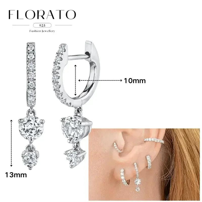 FLORATO 925 Silver Earrings Chain Tassel Pendant Earrings Zircon Silver Earrings for Women Trend Luxury Wedding Jewelry