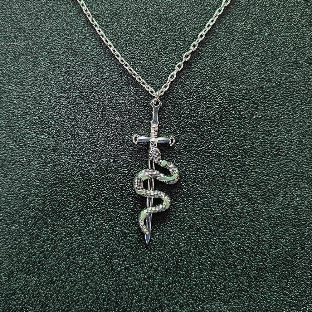 European Fashion Men s Punk Snake Sword Pendant Necklace