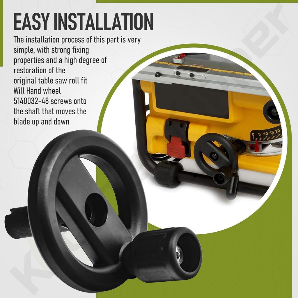 5140032-48 Table Saw Hand wheel Compatible with DeWalt DW745, DW745, DW745-AR, DW745-B2 Table Saw, Replaces 5140117-77 00099005140032-48