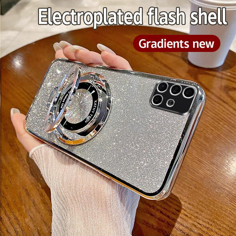 

Блестящий магнитный держатель-подставка Magsafe с гальваническим покрытием для Samsung Galaxy A11 A21S A31 A51 A71 A20 A30 A50 A70 A7 2018 4G 5G Чехол A7 2018 серебряный