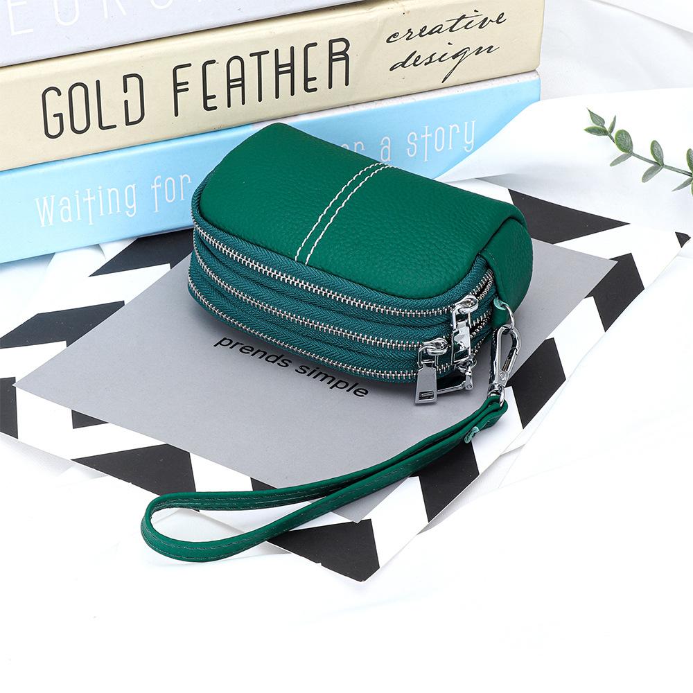 Genuine Leather Women Wallet Cowhide Zipper Coin Purse For Ladies Wristlet Wallets Money Pocket Clutch Small Bag Bolsa