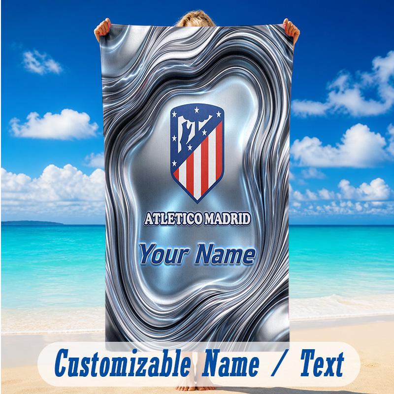 Beach Towel Custom Name Text, Quick Dry Large Towel For Beach HomeAtletico Madrid