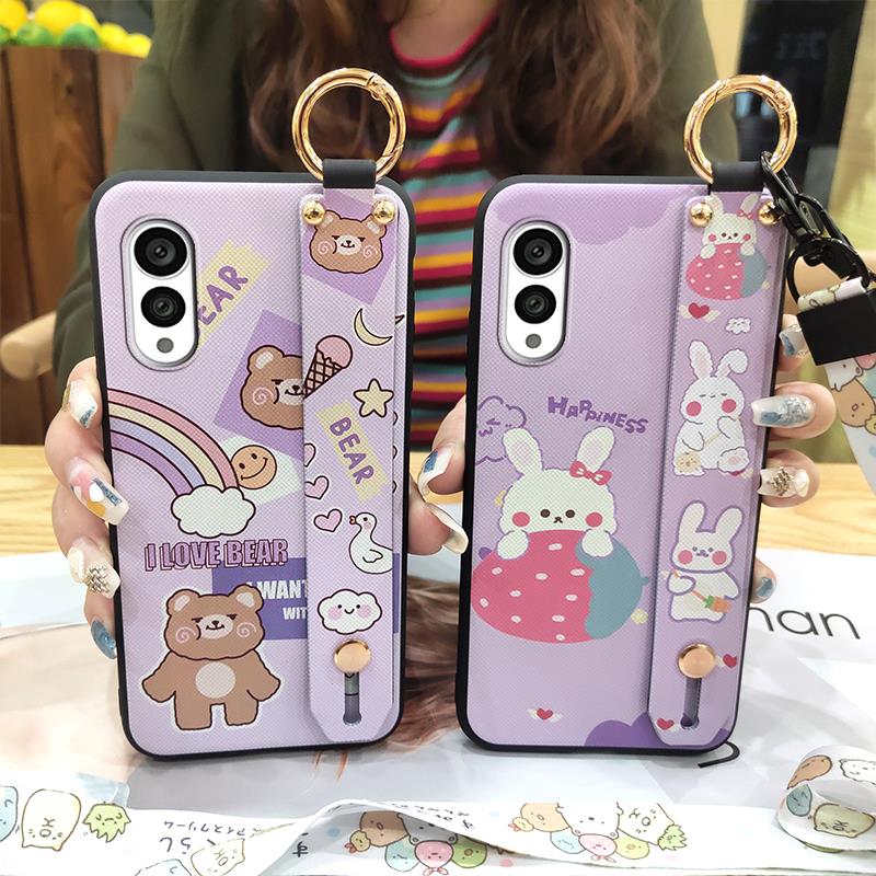 Cartoon Shockproof Phone Case For FCNT/Fujitsu Arrows N F-51C Phone Holder Waterproof Anti-knock Wrist Strap Anti-dust