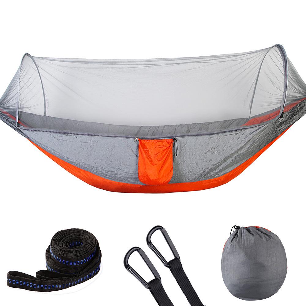 Quick-Open Mosquito-Proof Outdoor Hammock: Encrypted Mesh Parachute Nylon with Mosquito Net for Single/Double Camping