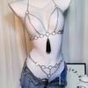 Alternatives Lingerie-Geschirr, Fetisch-Hausmädchen-Lingerie-Set, Hausmädchen-Rollenspiel-Outfit mit Metallkette, Bondage-Kostümset